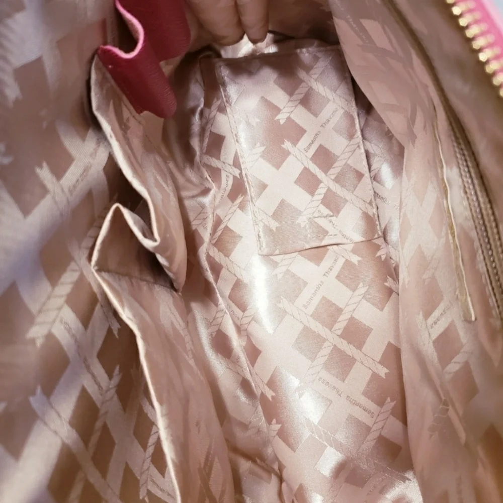 Samantha Thavasa Pink Handbag purse with handles & strap gold lock & keys EUC - Picture 13 of 16